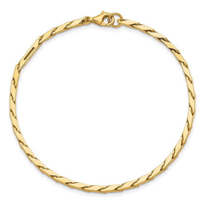 14K Solid Yellow Gold Link Chain Bracelet