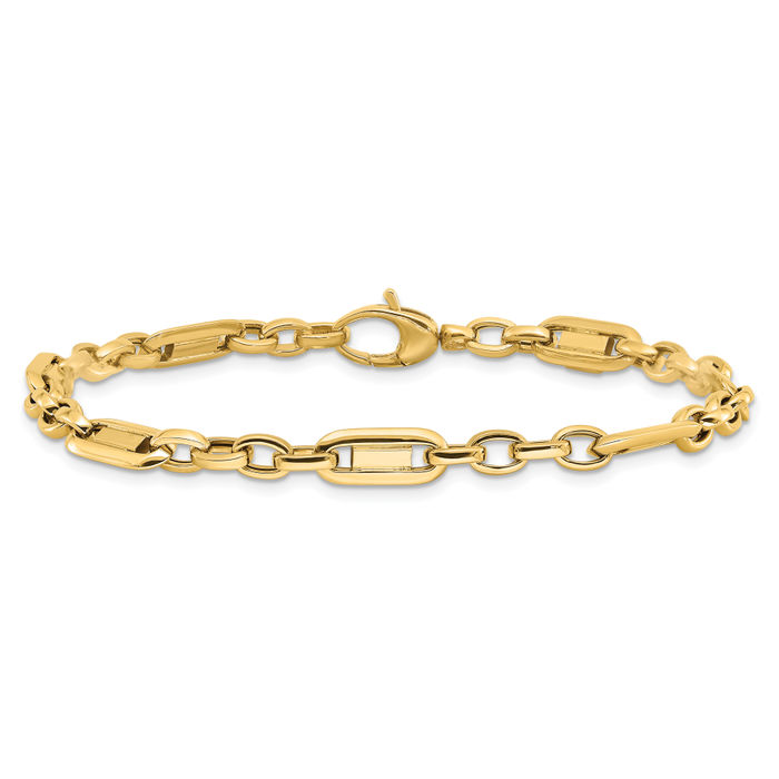 14K Solid Yellow Gold Link Chain Bracelet - Picture 10 of 12