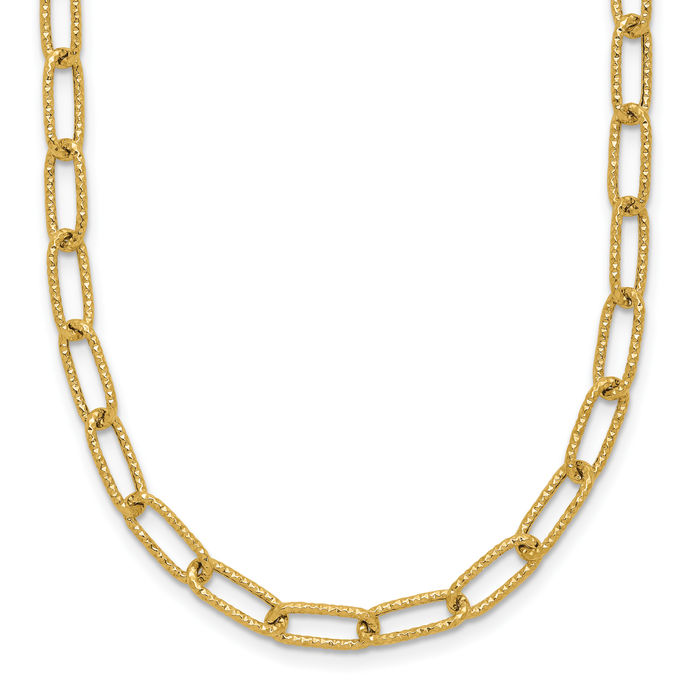 14K Solid Yellow Gold Link Chain Necklace