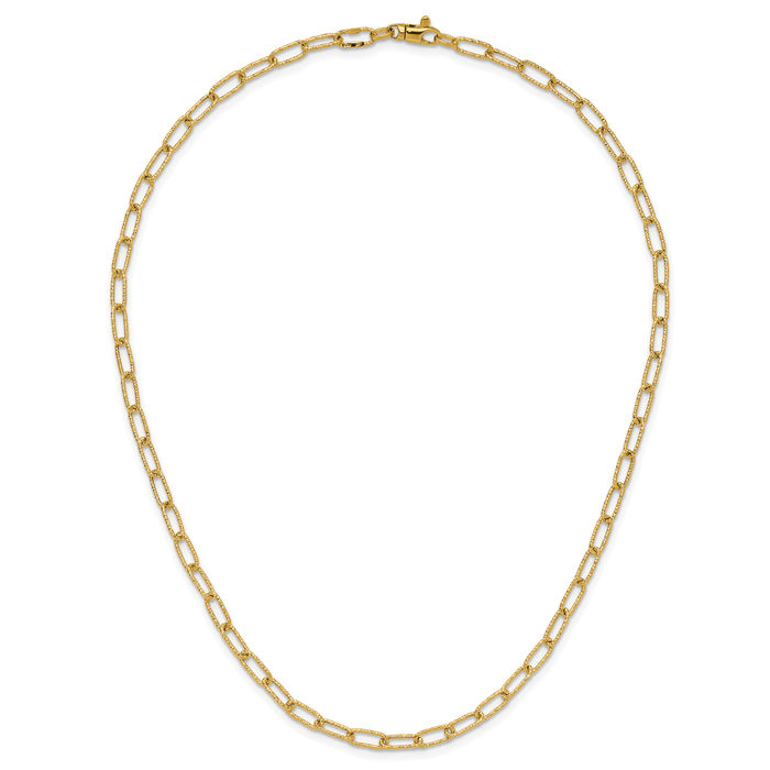 14K Solid Yellow Gold Link Chain Necklace