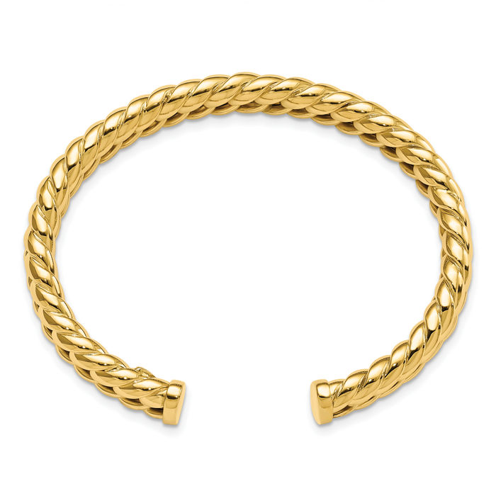 14K Solid Yellow Gold Link Cuff Bracelet