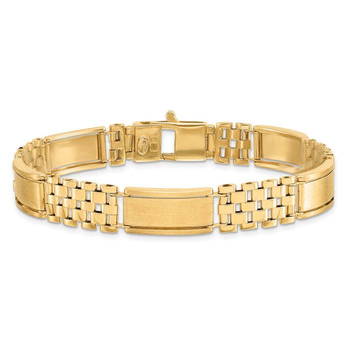 14K Solid Yellow Gold Link Mens Chain Bracelet