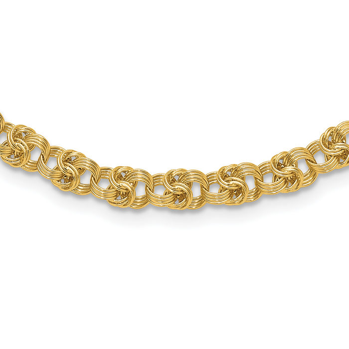 14K Solid Yellow Gold Link Chain Necklace