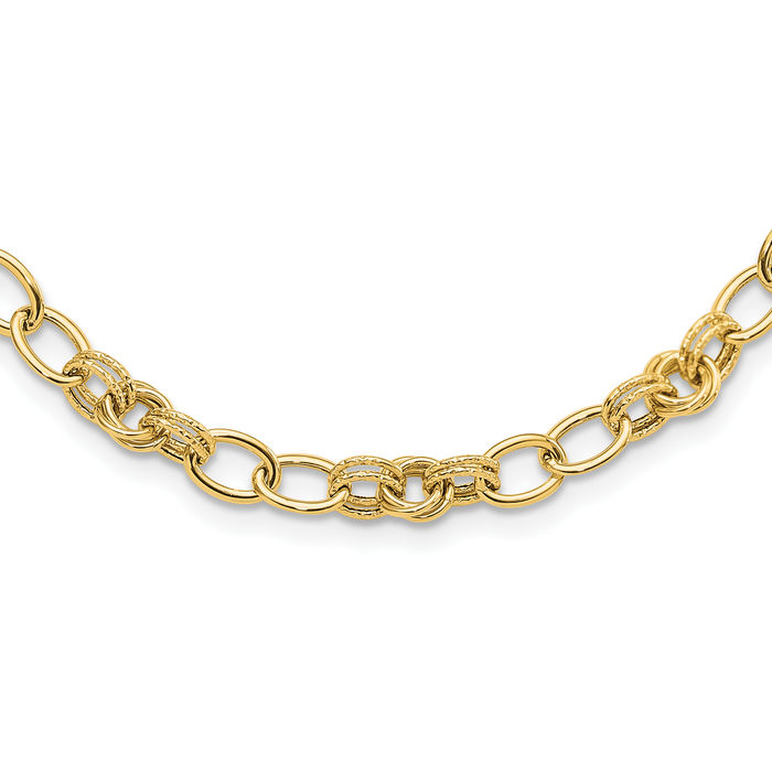 14K Solid Yellow Gold Link Chain Necklace