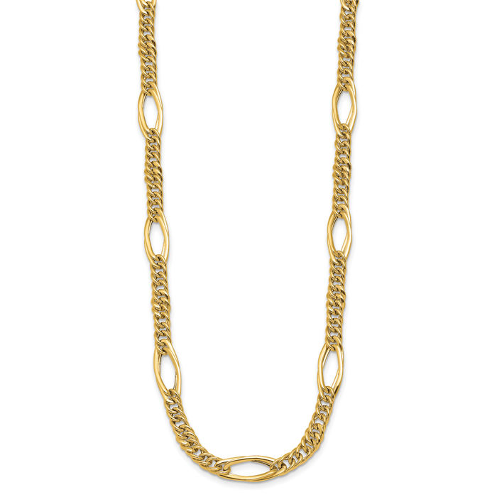 14K Solid Yellow Gold Link Chain Necklace