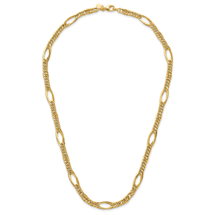 14K Solid Yellow Gold Link Chain Necklace