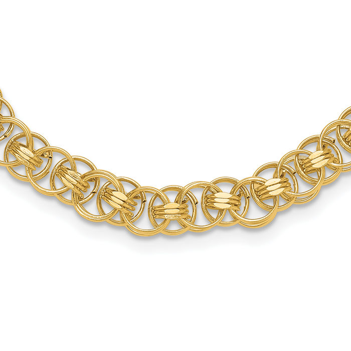 14K Solid Yellow Gold Link Chain Necklace