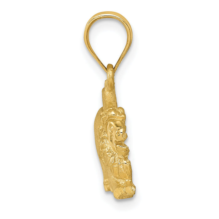 14K Solid Yellow Gold Lion Head Necklace Chain Pendant Charm