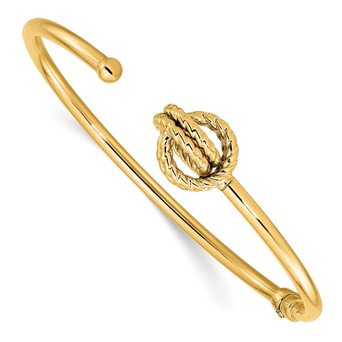 14K Solid Yellow Gold Love Knot Bangle Bracelet | eBay