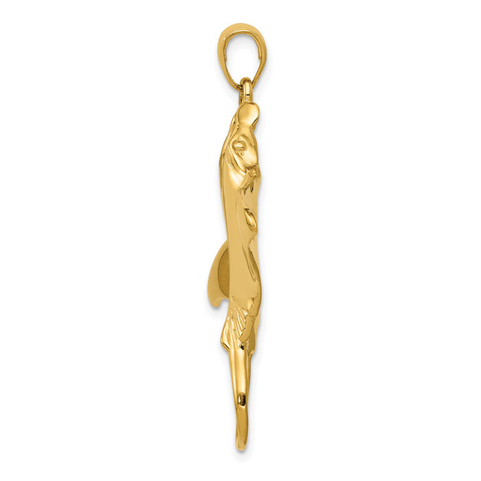 14K Solid Yellow Gold Manta Ray Necklace Chain Pendant Charm