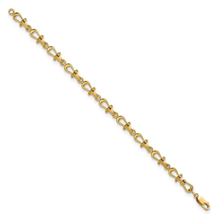 14K Solid Yellow Gold Anchor Mariner Link Chain Charm Bracelet