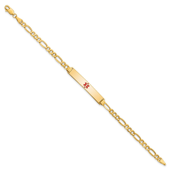 14K Solid Yellow Gold Medical Alert Name Bar Identification ID Bracelet