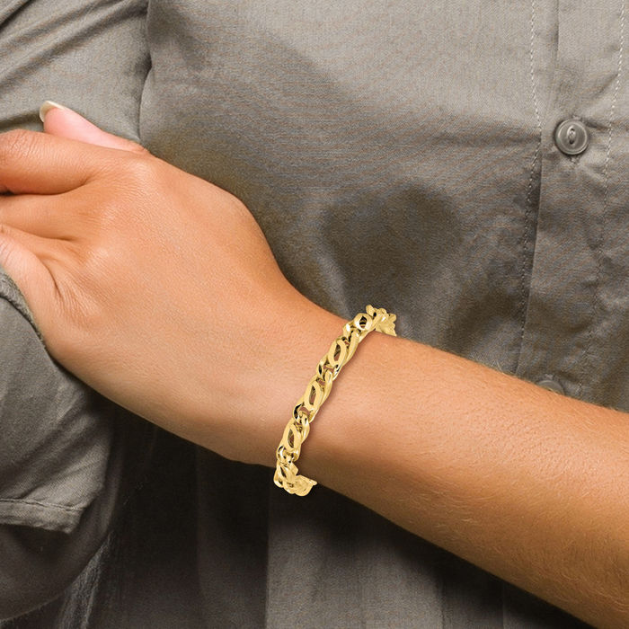 14K Solid Yellow Gold Mens Link Chain Bracelet