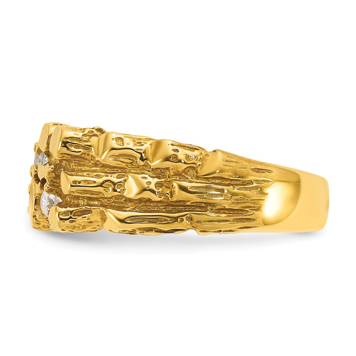 10K Solid Yellow Gold Mens Chunky Nugget Diamond Ring