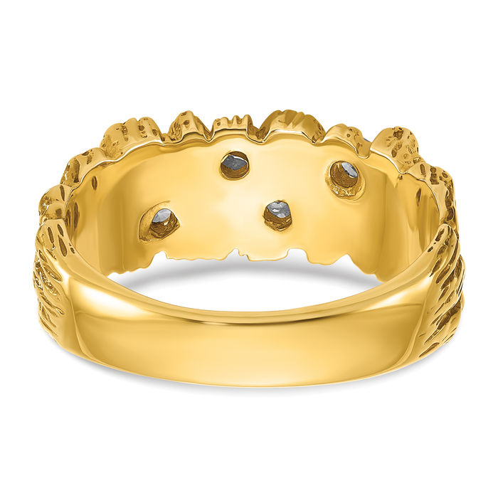 10K Solid Yellow Gold Mens Chunky Nugget Diamond Ring