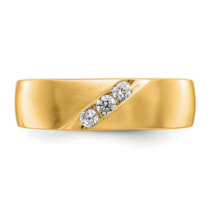 14K Solid Yellow Gold Mens Lab Diamond Wedding Band Ring