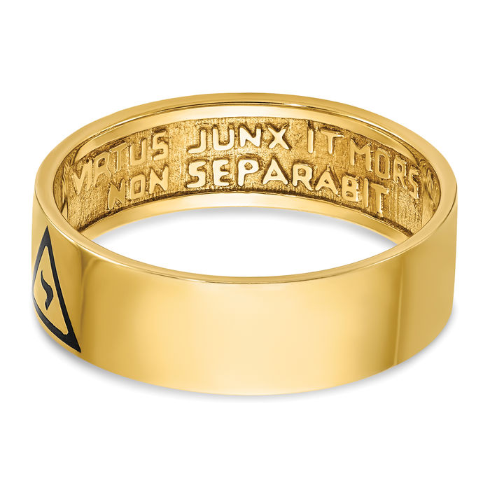 14K Solid Yellow Gold Mens Black 14th Degree Grand Elect Master Mason Signet Freemason Masonic Ring