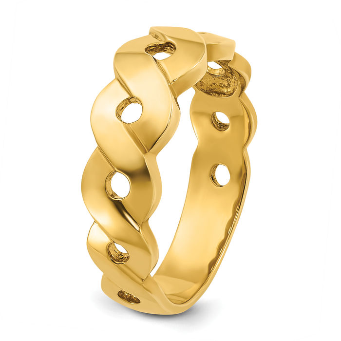 14K Solid Yellow Gold Mens Infinity Twisted Love Knot Symbol Statement Woven Crisscross Band Ring