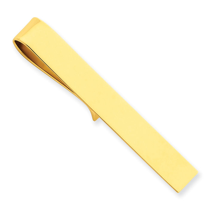 14K Solid Yellow Gold Mens Tie Clip Bar Tac