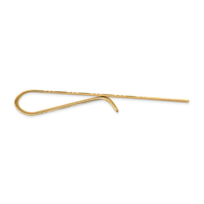 14K Solid Yellow Gold Mens Basketweave Tie Clip Bar Tac