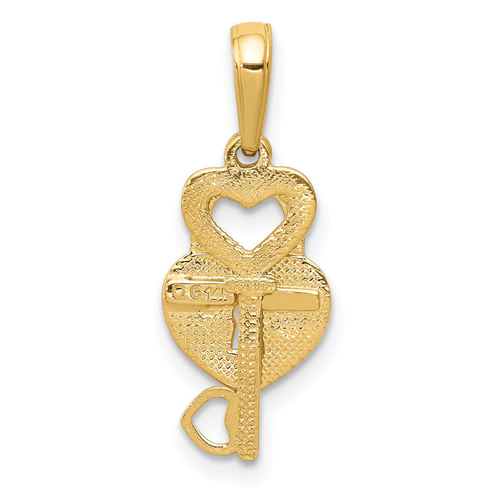 Women's 14k real solid yellow 2024 gold love key charm