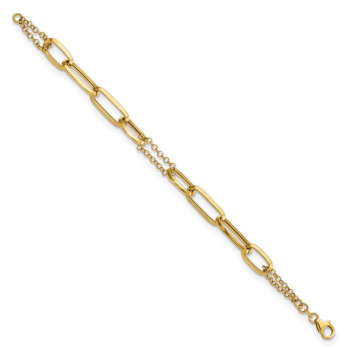 14K Solid Yellow Gold Multi Link Chain Bracelet