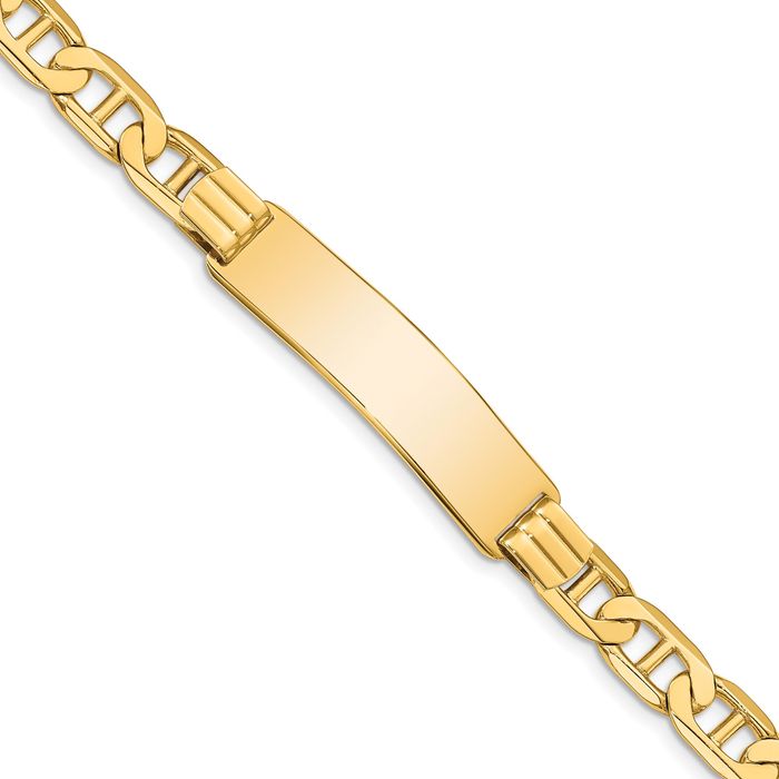 14K Solid Yellow Gold Anchor Mariner Link Name Bar Identification ID Bracelet