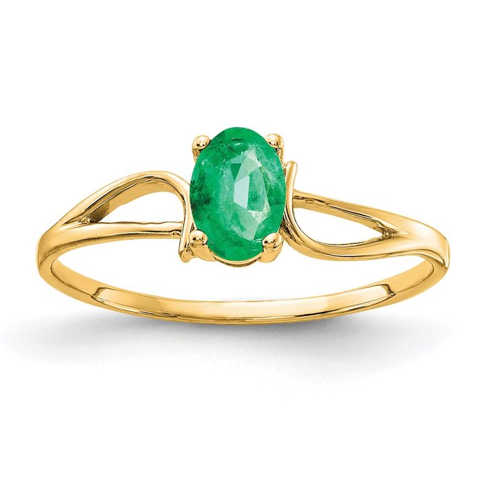 14K Solid Yellow Gold Oval Emerald Ring - Picture 8 of 52