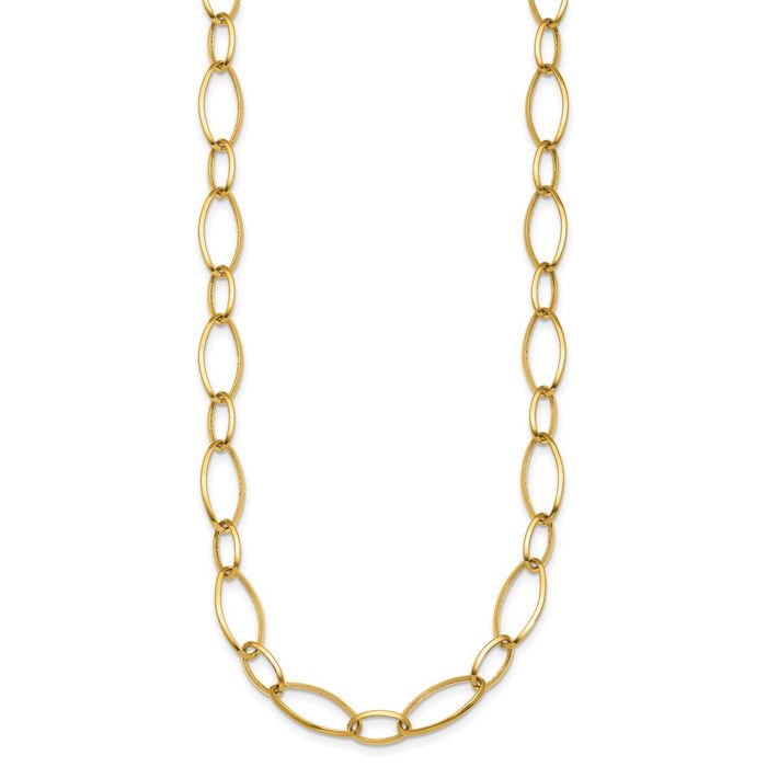 14K Solid Yellow Gold Oval Link Necklace Chain