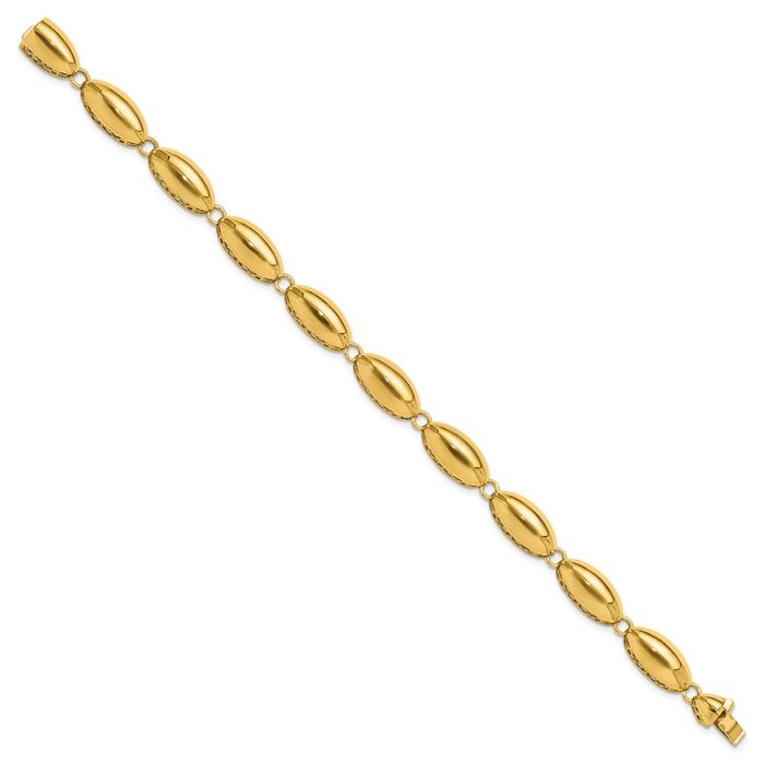 14K Solid Yellow Gold Oval Cable Rolo Link Chain Bracelet