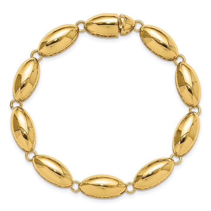 14K Solid Yellow Gold Oval Cable Rolo Link Chain Bracelet