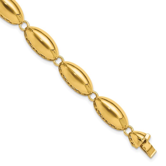 14K Solid Yellow Gold Oval Cable Rolo Link Chain Bracelet