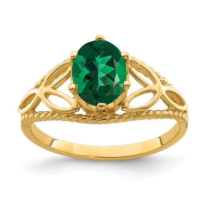 14K Solid Yellow Gold Oval Mount Saint Helens Helenite Ring - Picture 6 of 58