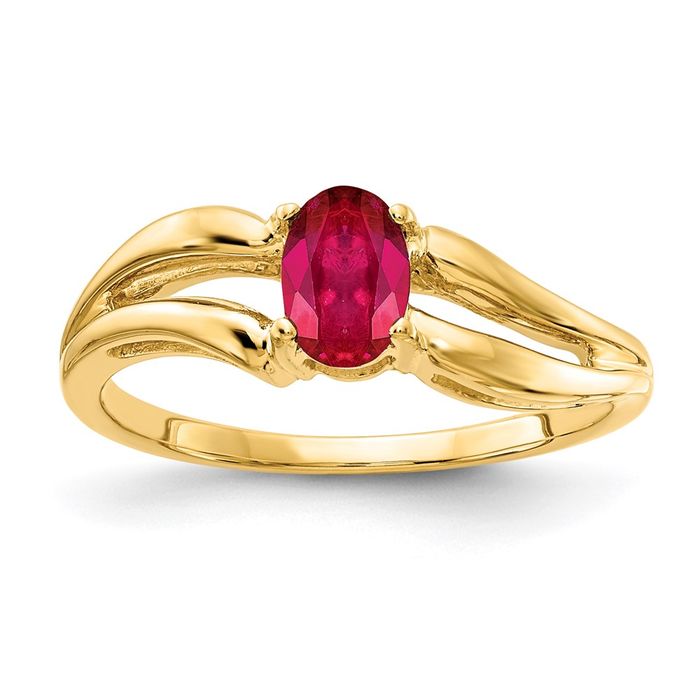14K Solid Yellow Gold Oval Ruby Ring - Picture 8 of 55