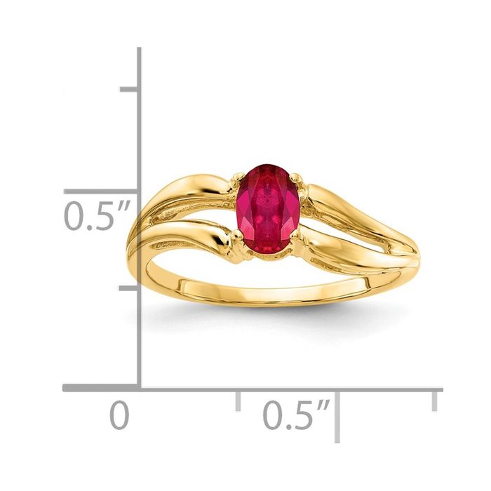 14K Solid Yellow Gold Oval Ruby Ring - Picture 10 of 55