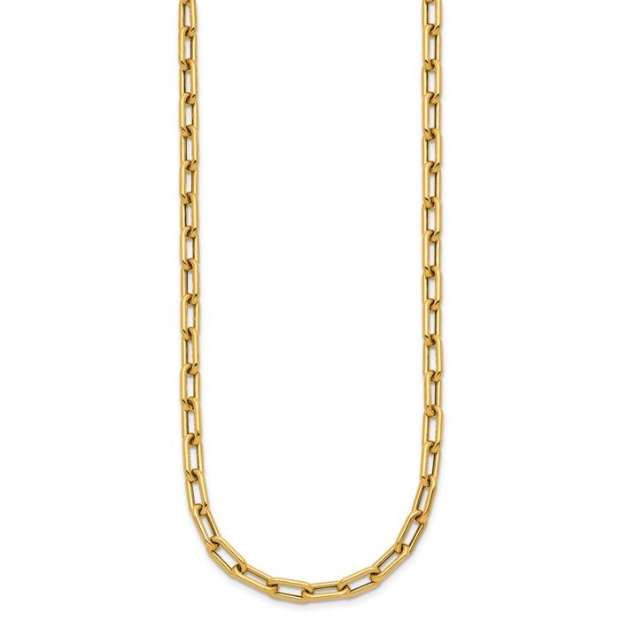 14K Solid Yellow Gold Paperclip Cable Rolo Link Chain Belcher Necklace Toggle Clasp