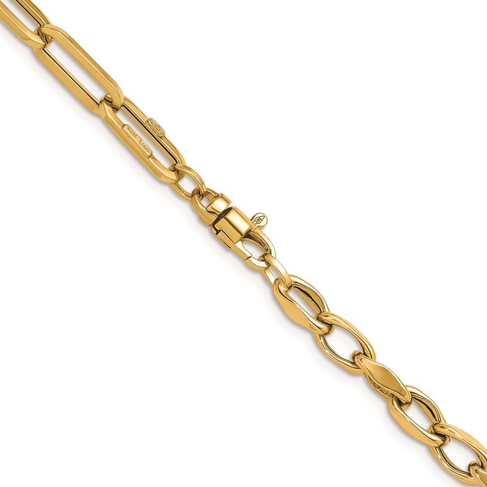 14K Solid Yellow Gold Paperclip Link Y Drop Necklace Chain