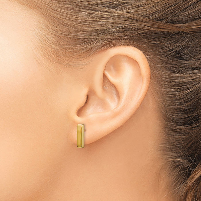 14K Solid Yellow Gold Post Bar Drop Dangle Line Stud Earrings