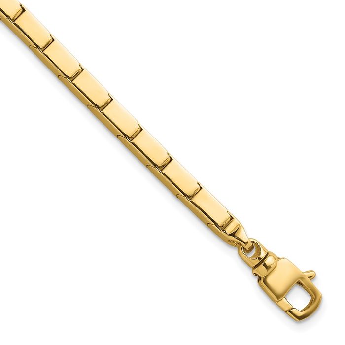 14K Solid Yellow Gold Rectangular Bar Link Chain Bracelet