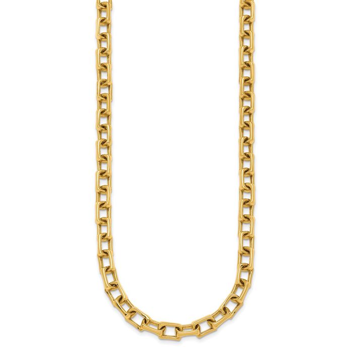 14K Solid Yellow Gold Rectangular Link Necklace