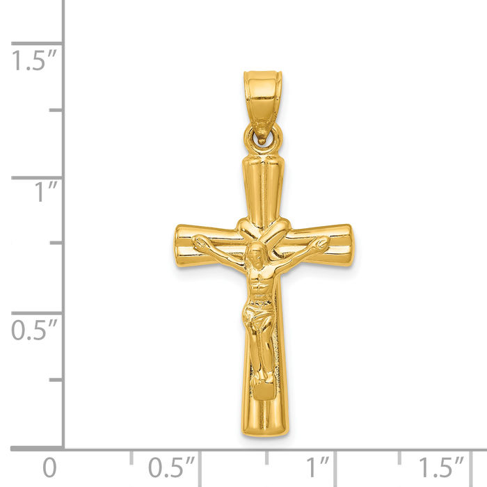 14K Solid Yellow Gold Reversible Lord Jesus Christ Crucifix Latin Mexican Holy Cross Necklace Religious Chain Pendant Charm