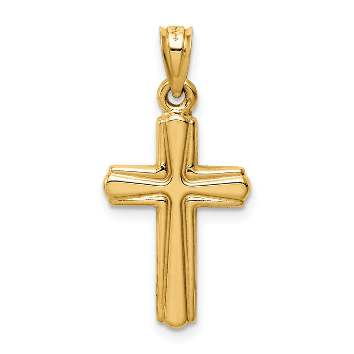 14K Solid Yellow Gold Reversible Lord Jesus Christ Crucifix Holy Cross Necklace Religious Chain Pendant Charm