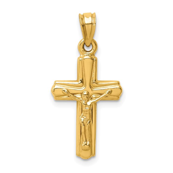 14K Solid Yellow Gold Reversible Jesus Crucifix Cross Necklace - Picture 11 of 12