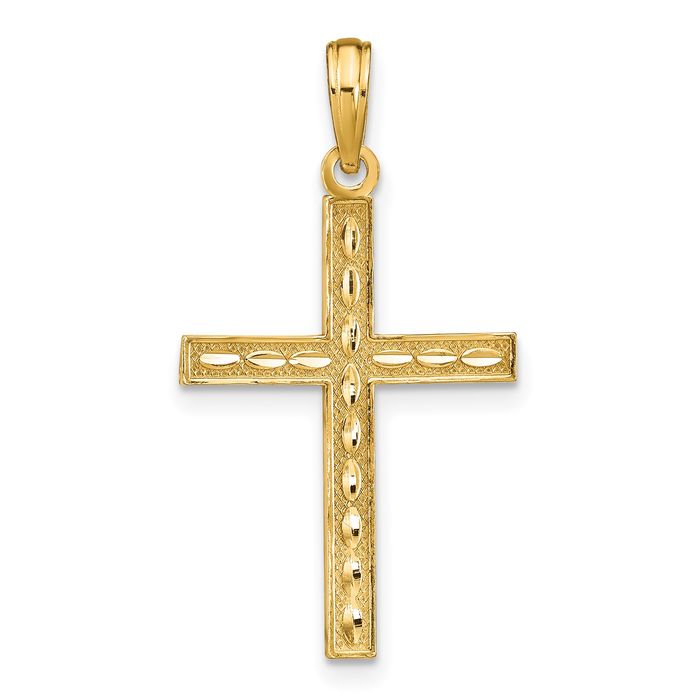14K Solid Yellow Gold Reversible Faith Hope Love Cross Necklace - Picture 11 of 12