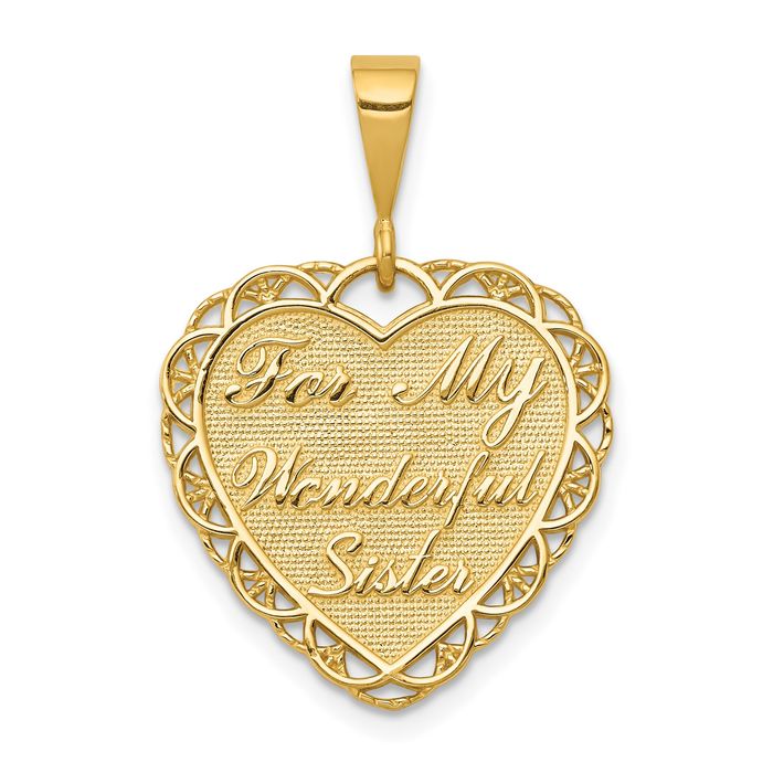 Collier réversible 2024 en or jaune massif 14 carats ma merveilleuse soeur