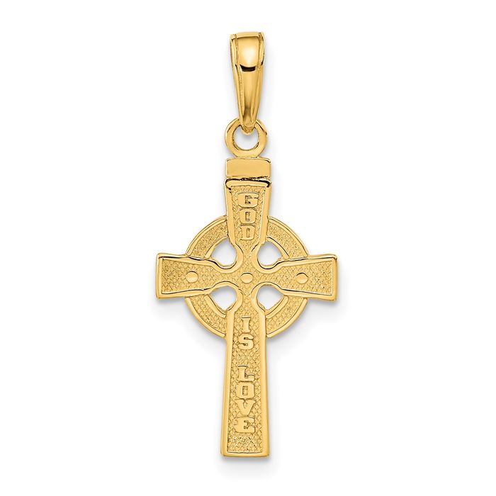 14K 2024 Yellow Gold Cross With Claddagh Charm Pendant