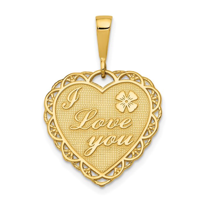 14k solid yellow gold on sale hearts & love you pendant