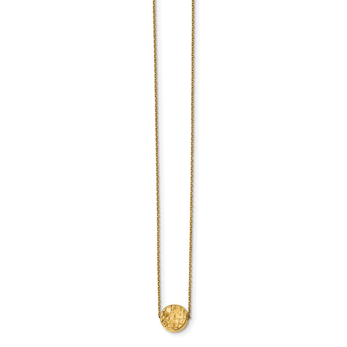 14K Solid Yellow Gold Round Chain Necklace