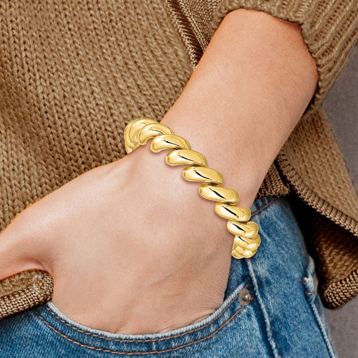 14K Solid Yellow Gold San Marco Chain Bracelet