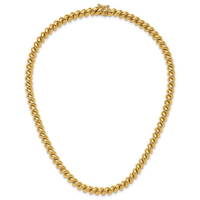 14K Solid Yellow Gold San Marco Chain Necklace